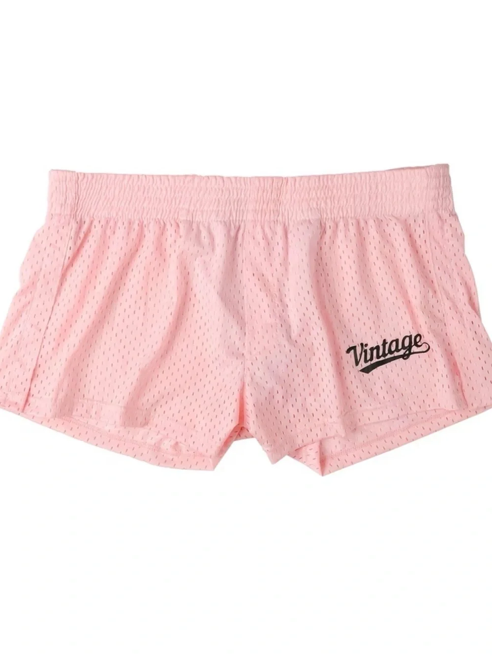 Vintage Pink Mesh Athletic Shorts for Men